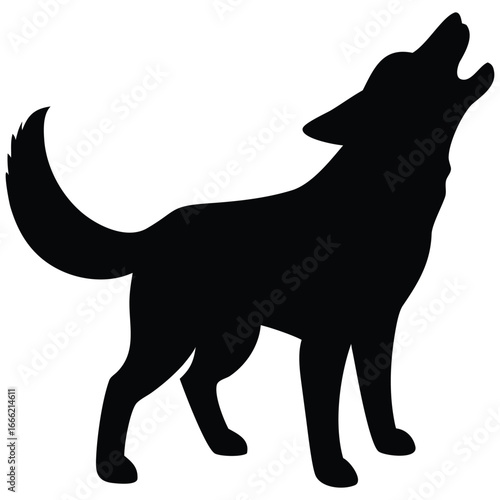 Howling dog silhouette vector illustration.