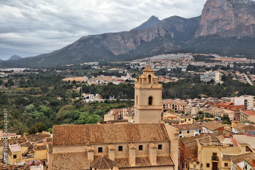 Obraz premium Polop town in Spain, also known as Polop de la Marina. Comarca of Marina Baixa, Alicante, Valencian Community, Spain.