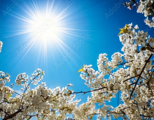 Wallpaper Mural Branches of blossoming cherry macro with soft focus on gentle light blue sky background in s Torontodigital.ca