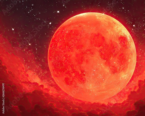 Crimson Moon in the Night Sky