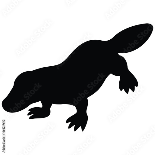 Platypus silhouette vector illustration.