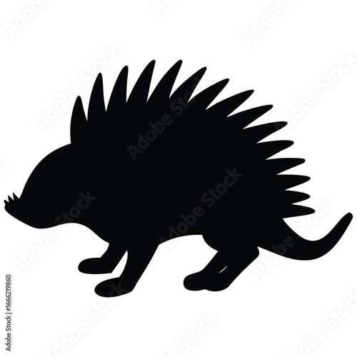 Porcupine silhouette vector illustration.