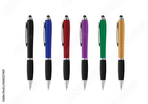 ballpoint pens in different colors 
