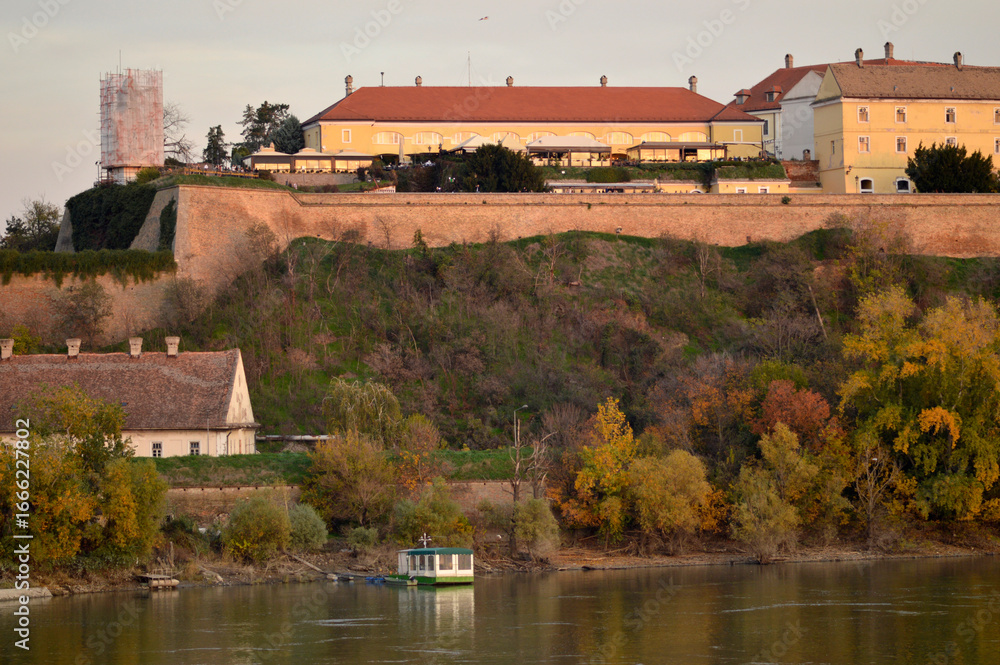 Fototapeta premium Petrovaradin Fortress in sunny autumn day in November
