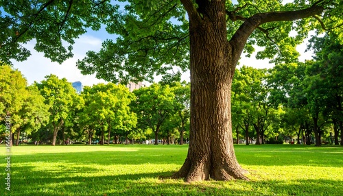 Fototapeta Naklejka Na Ścianę i Meble -  Lush parkland scene with a large tree