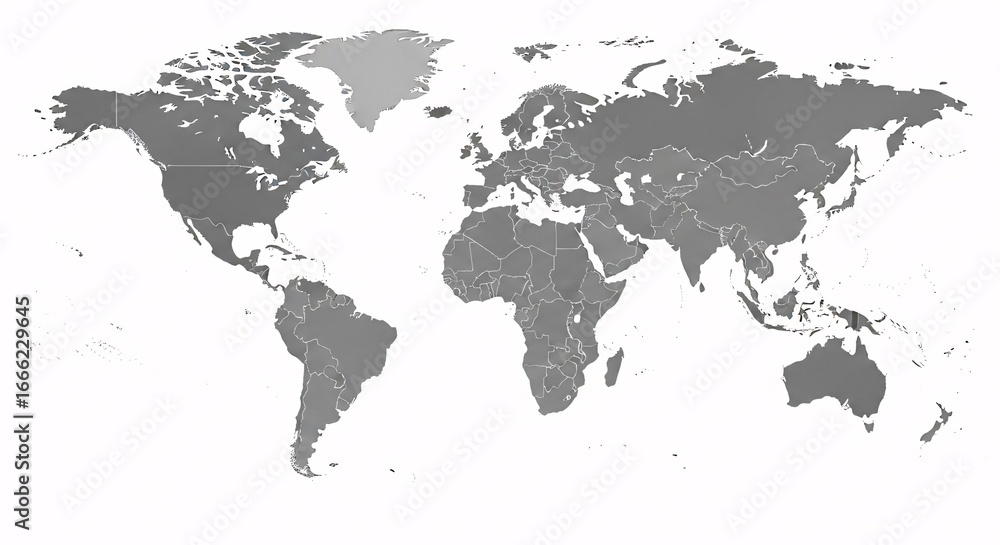 Obraz premium World Map Gray Political Global Map