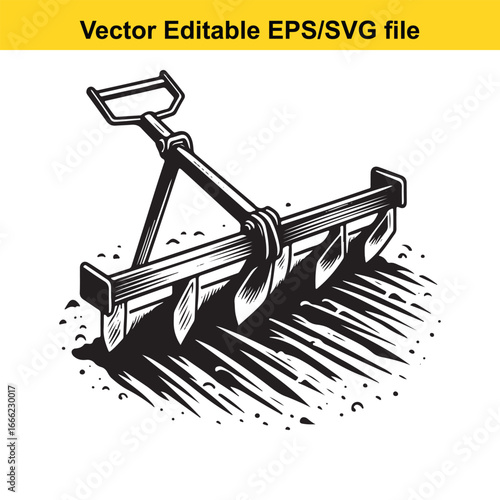 Vector illustration of a farm harrow, a tool used for cultivating soil