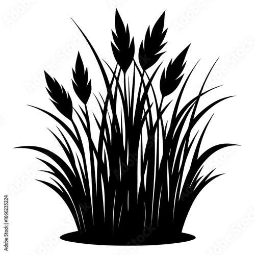 Mistbloom Grass vector clean black silhouette design white background