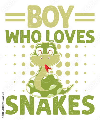 Boy Who Loves Snakes Cute Cartoon Design