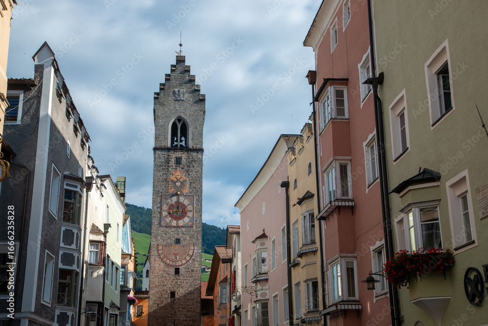 Obraz premium Vipiteno, a city in South Tyrol on the border with Austria, famous for its dairy products and speak