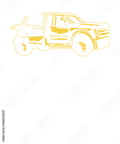 Tow Truck Silhouette : A stylized silhouette of a tow truck is depicted, standing prominently against the a plain background. It encapsulates a sense of service, reliability and roadside assistance.