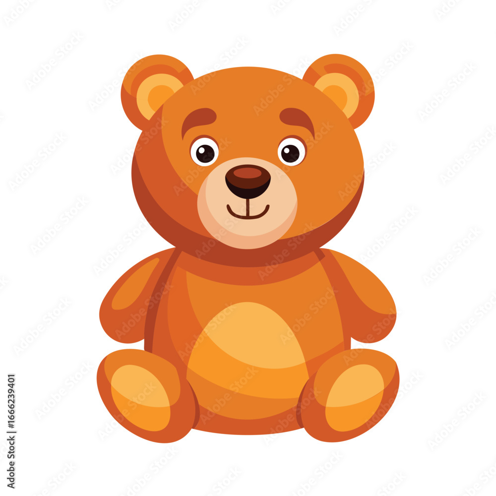 Fototapeta premium Cute cartoon brown teddy bear sitting and smiling
