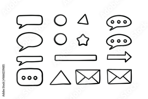 Minimalist Communication UI Line Art Icon Set – Chat Bubbles, Messages & Notifications