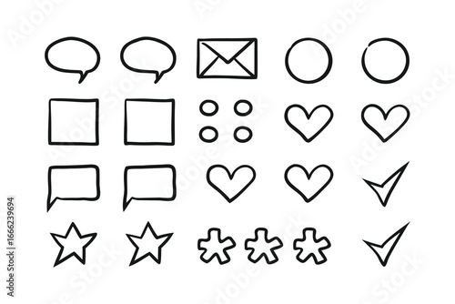 Minimalist Communication UI Line Art Icon Set – Chat Bubbles, Messages & Notifications
