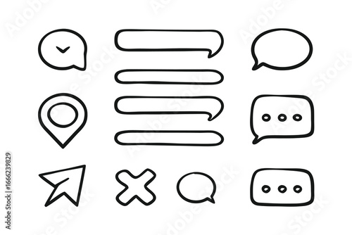 Minimalist Communication UI Line Art Icon Set – Chat Bubbles, Messages & Notifications