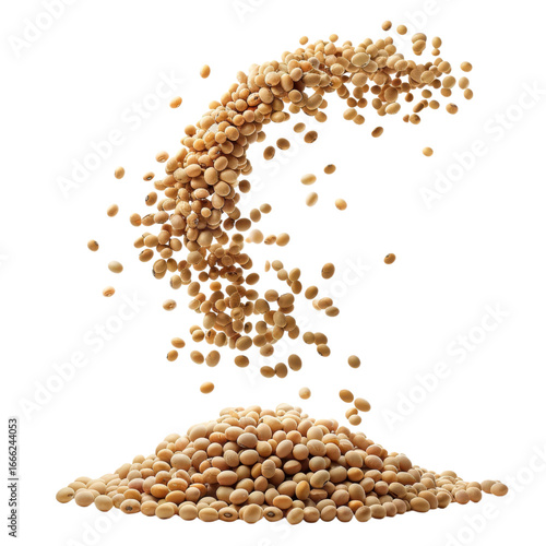 Falling soybeans on black ground
