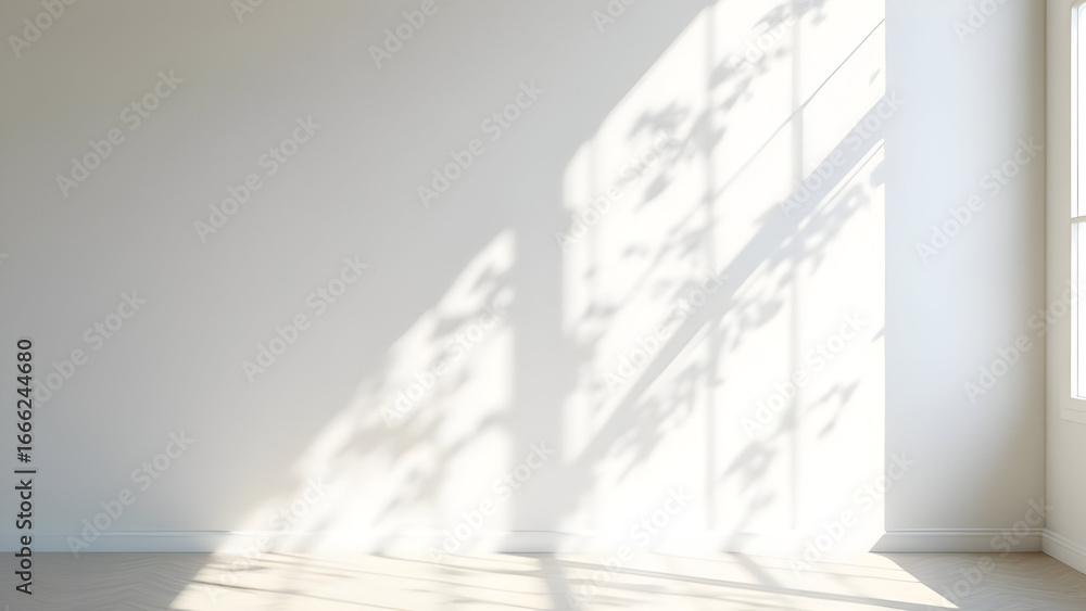 Fototapeta premium empty room with a window and shadow on the wall