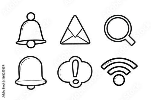 Notification Status UI Icons Set – Minimalist Line Art Vector
