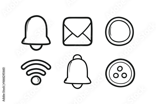 Notification Status UI Icons Set – Minimalist Line Art Vector