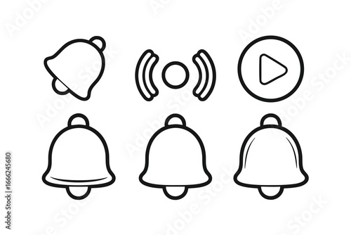 Notification Status UI Icons Set – Minimalist Line Art Vector