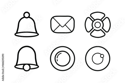 Notification Status UI Icons Set – Minimalist Line Art Vector
