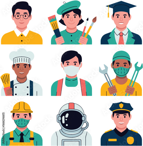Diverse Professionals in Various Occupations and Uniforms professions jobs