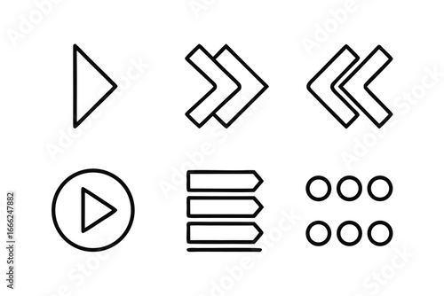 Navigation Menu Icons – Minimalist Line Art Icon Set
