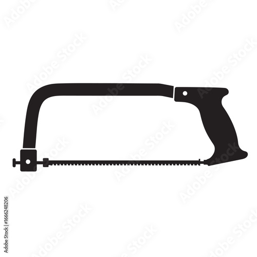 black and white vector silhouette of a Hacksaw on a white background
