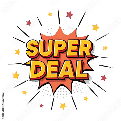 Vibrant Super Deal Illustration for Promotions and Advertising with Stars and Explosion Effect Creating a Dynamic and Eye catching Design for Marketing Materials
