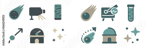 Space and Astronomy Icons, Minimalist flat design