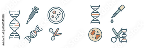 Genetic Engineering and Biotechnology Symbols, Minimalist flat design