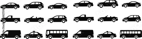 Car Silhouette Icons for Websites and Presentations