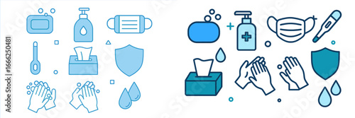 Hygiene and Health Protection Symbols, Minimalist flat design