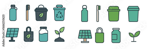 Eco Friendly Lifestyle Icons, Minimalist flat design