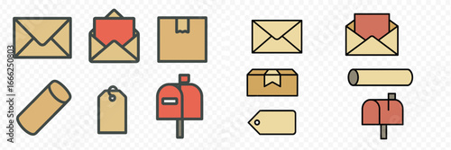 Mail and Delivery Icons, Minimalist flat design