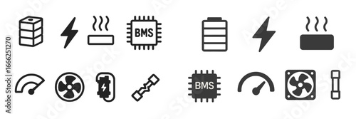 Battery and Electronic Component Symbols, Minimalist flat design