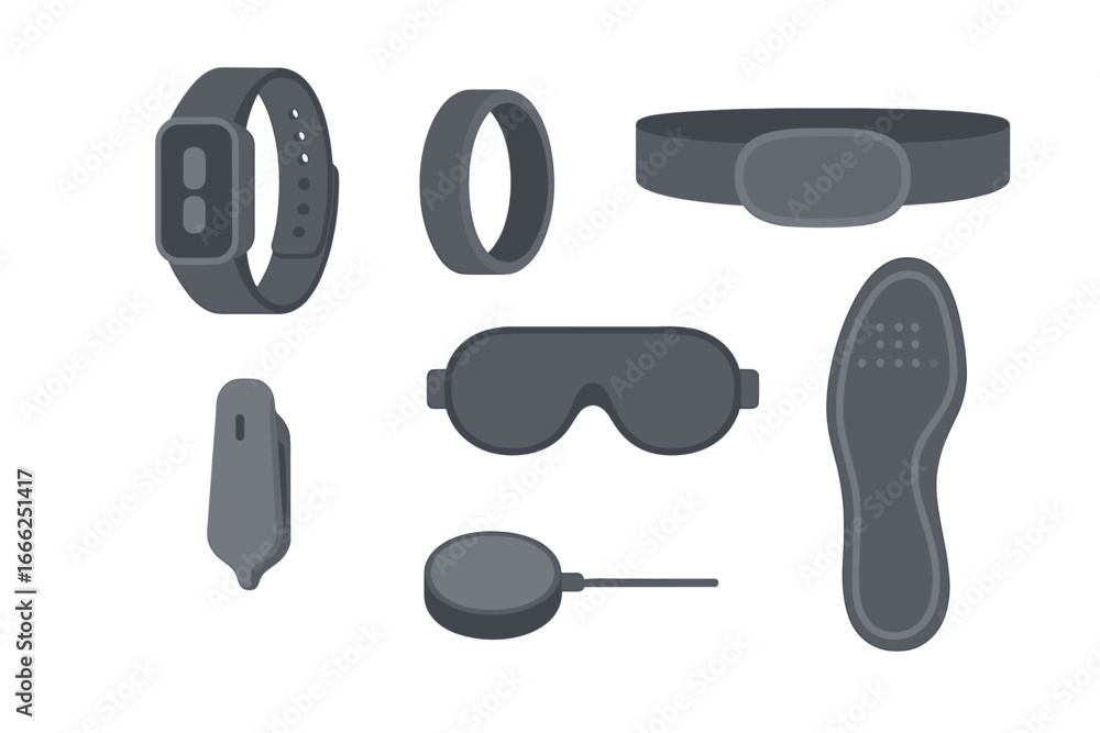 Fototapeta premium Modern Wearable Health and Fitness Gadgets, Minimalist flat design