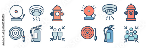 Fire Safety and Evacuation Symbols, Minimalist flat design