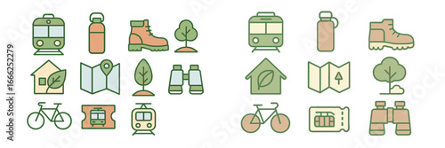 Outdoor Recreation and Eco-Tourism Symbols, Minimalist flat design