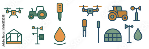 Smart Farming Technology Icons, Minimalist flat design