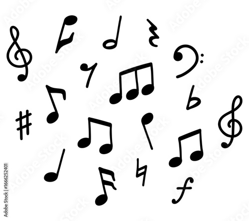 手書きのかわいい音符記号のセット