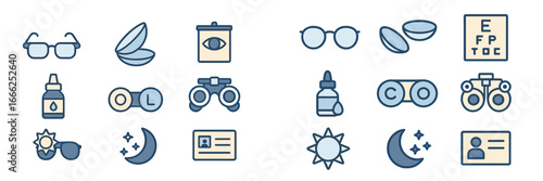 Eye Care and Vision Symbols, Minimalist flat design