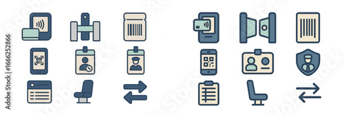 Access Control and Ticketing Symbols, Minimalist flat design