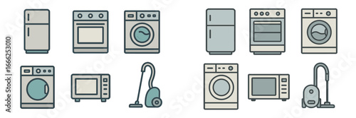 Home Appliance Icons Set, Minimalist flat design