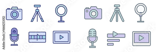 Digital Content Creation Tools Icons, Minimalist flat design