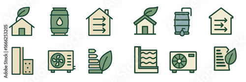 Sustainable energy and eco-friendly icons, Minimalist flat design