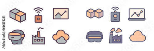 Industry and Technology Symbols, Minimalist flat design