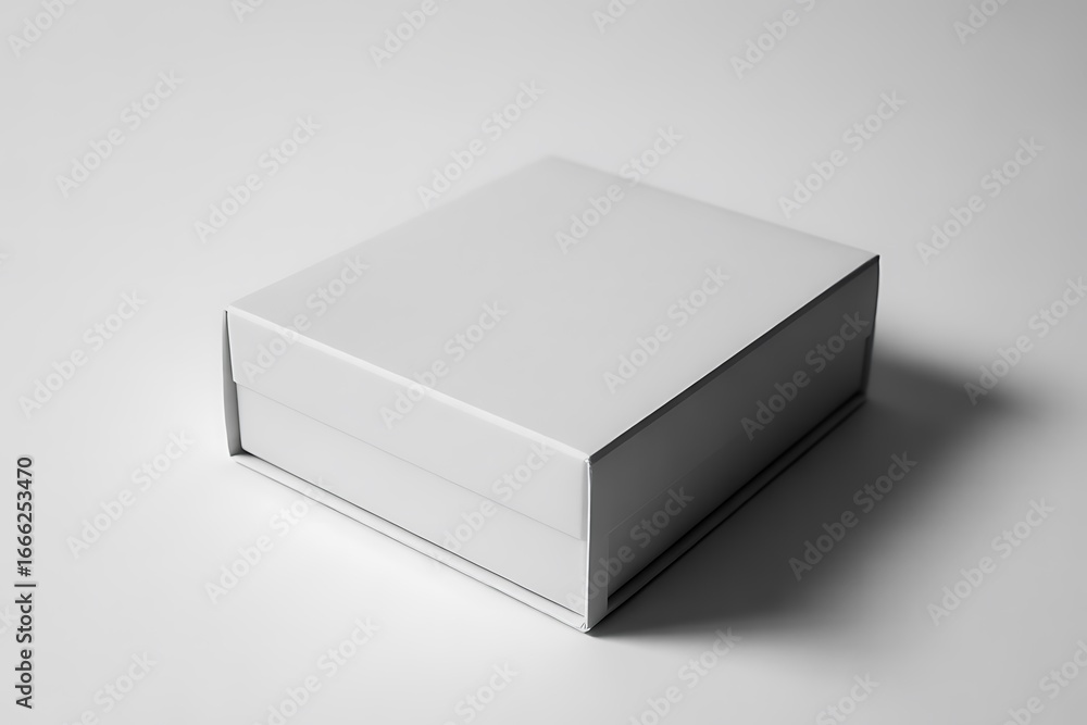 Naklejka premium Simple plain white rectangular box displayed in a studio with subtle shadow