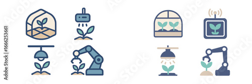 Smart Farming Automation Icons, Minimalist flat design