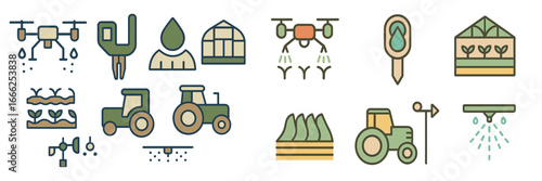 Smart Farming Icons for Agriculture, Minimalist flat design